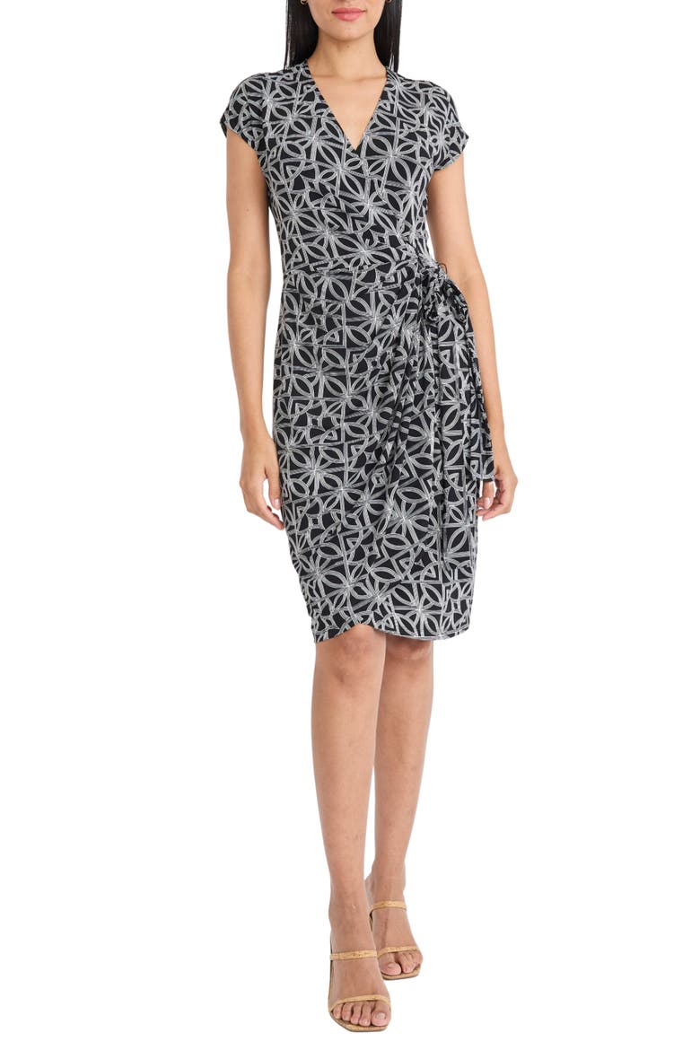Wrap Dress, Main, color, BLACK/ IVORY