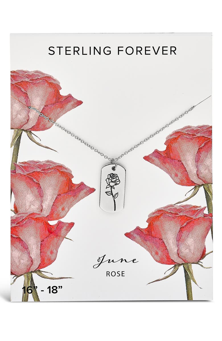 Sterling Forever Birth Flower Pendant Necklace, Alternate, color, Silver/ June