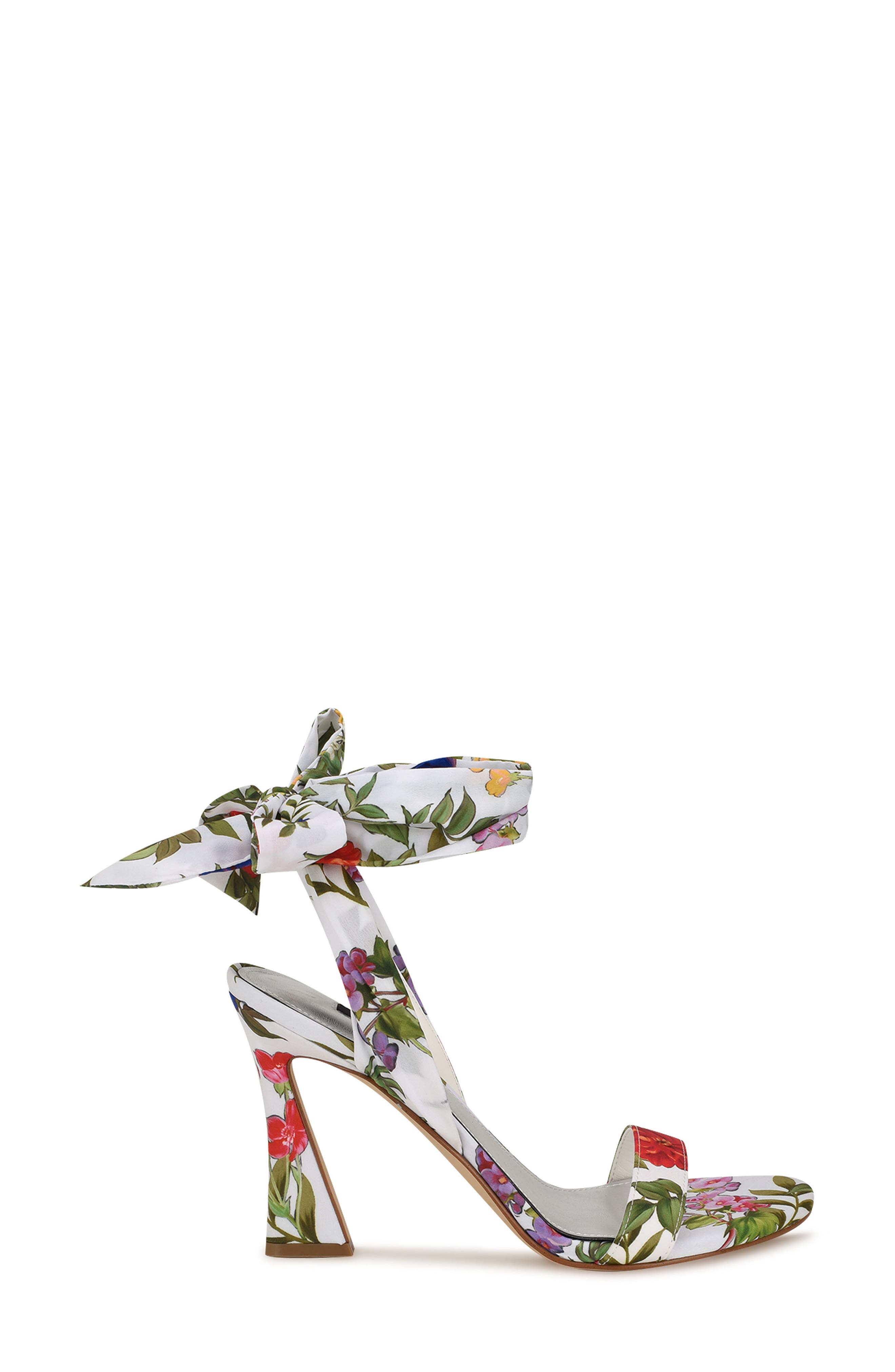 Nine West Kelsie Ankle Tie Sandal, Alternate, color, White Floral Print