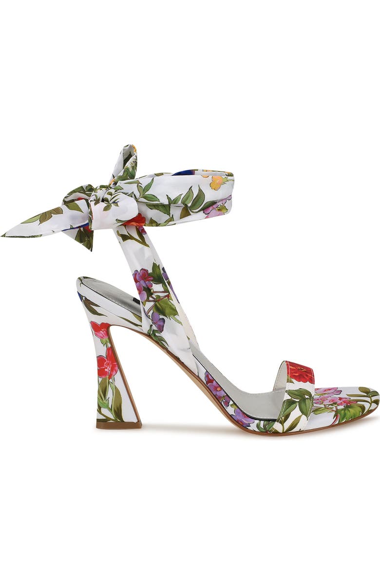 Nine West Kelsie Ankle Tie Sandal, Alternate, color, White Floral Print