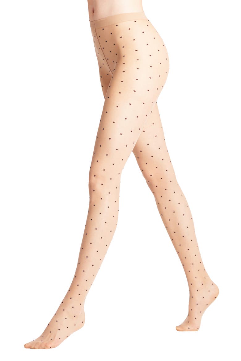 Polka Dot Tights, Main, color, POWDER