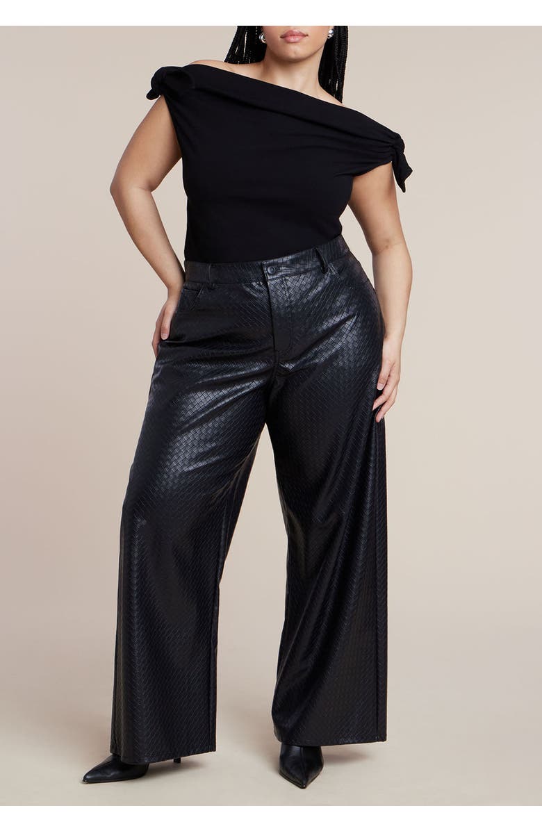 ELOQUII Off Shoulder Top With Ties, Alternate, color, Black Onyx