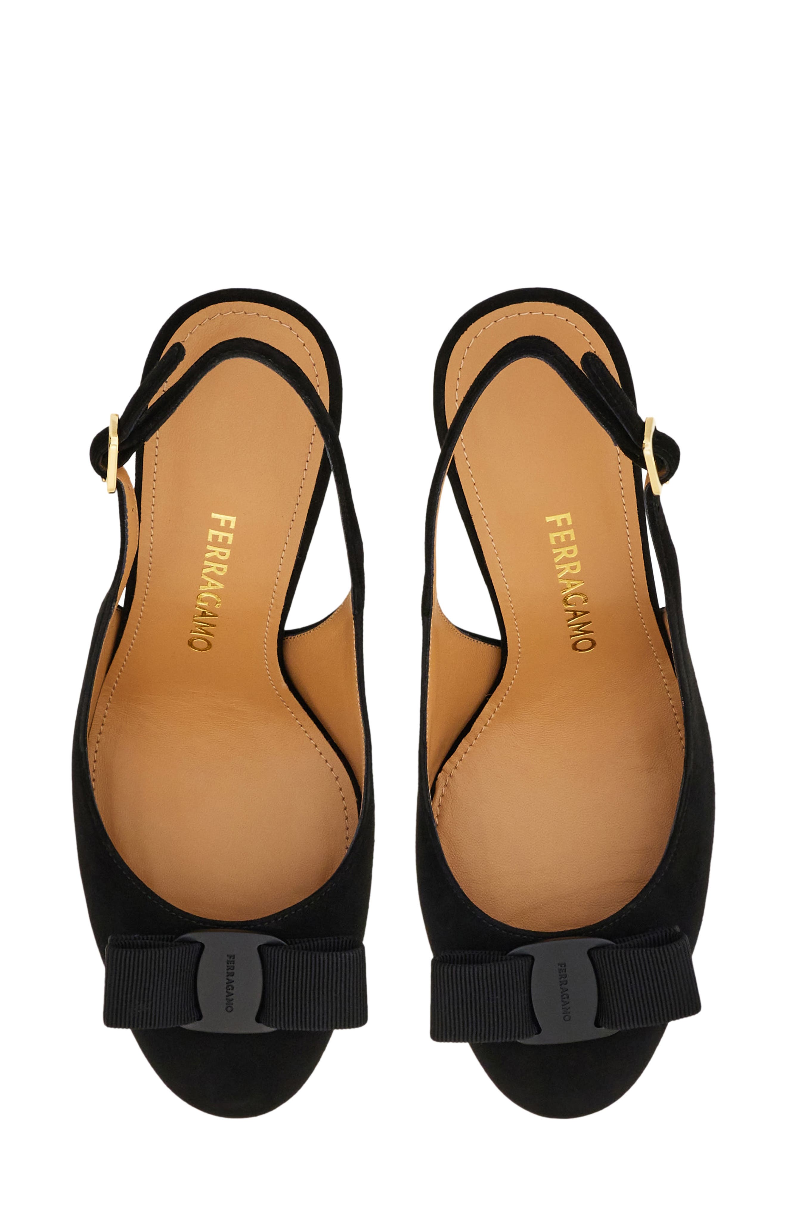 FERRAGAMO Vara Bow Slingback Stiletto Pump, Alternate, color, Nero