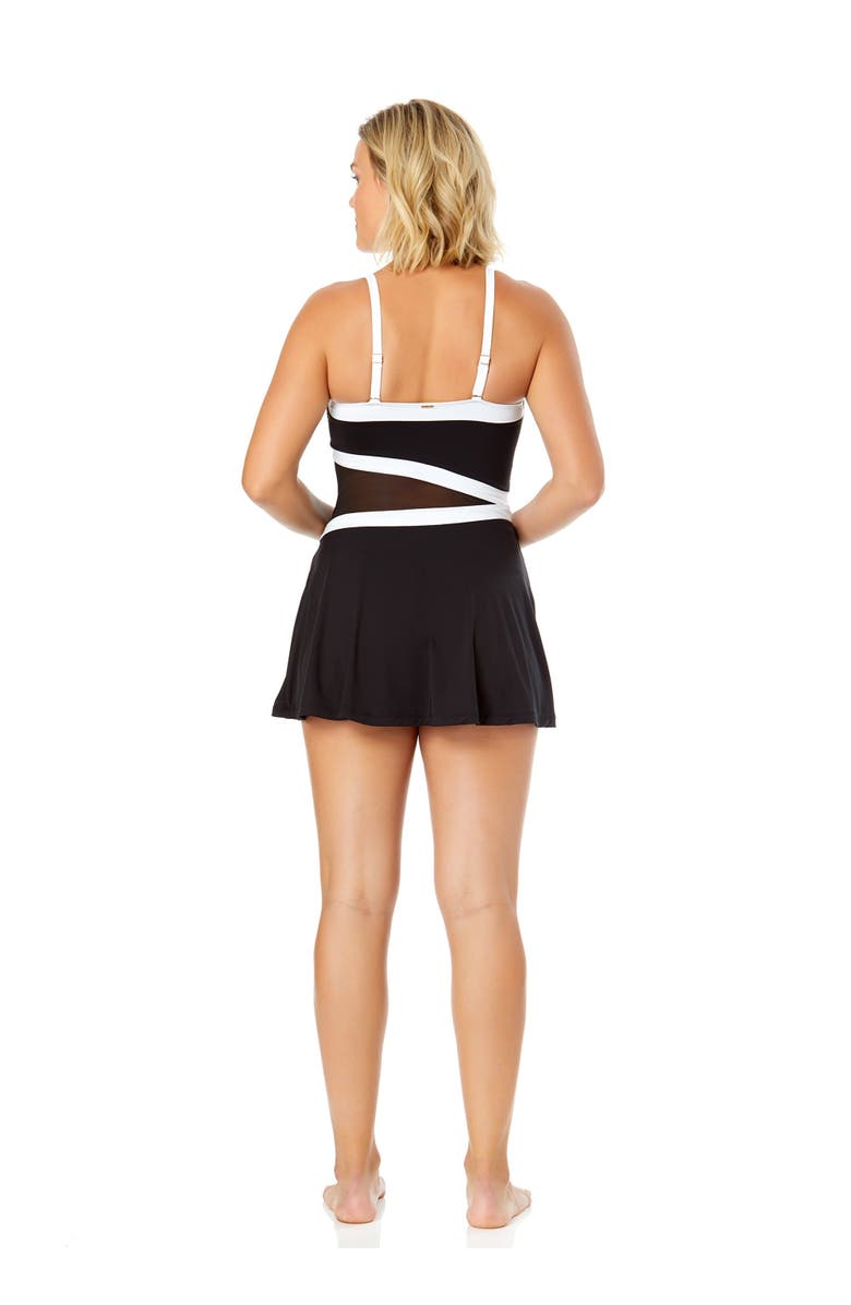 Anne Cole Women's Mesh Around Paneled Strapless Mesh Swim Dress, Alternate, color, Black