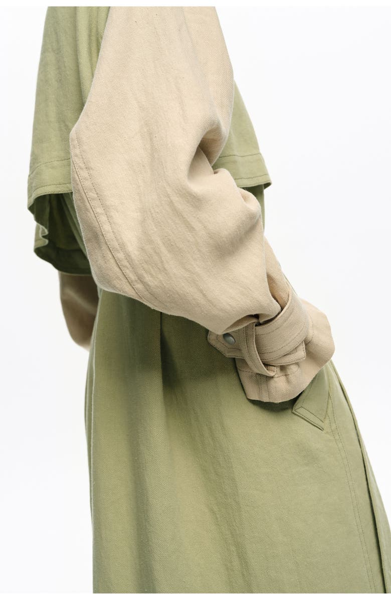 Bimba y Lola Dual-Tone Maxi Trench, Alternate, color, Light Green