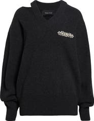 Simone Rocha Seam Bite Embellished Virgin Wool Blend Sweater