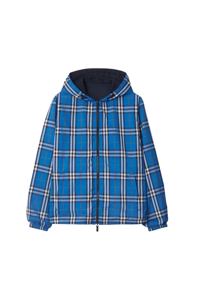Burberry Reversible Check Hooded Jacket, Alternate, color, Hyacinth Blue