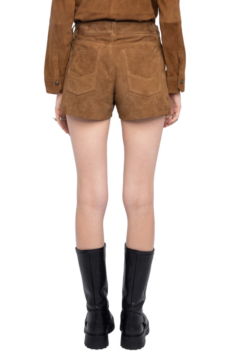 Zadig & Voltaire Sadys Suede Shorts, Alternate, color, Daim