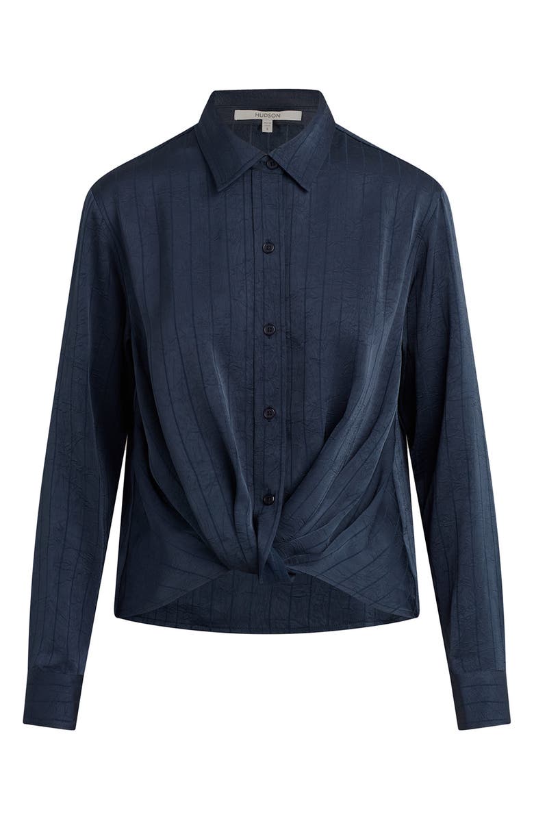 Hudson Jeans Knot Front Button-Down Shirt, Alternate, color, Navy