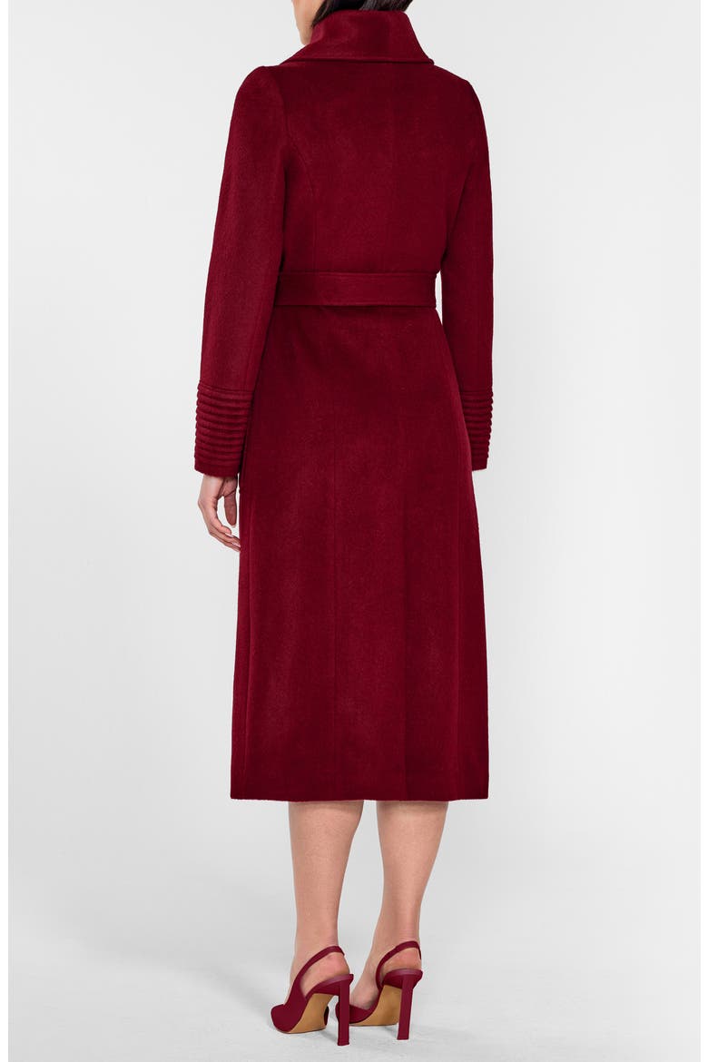 Shawl Collar Alpaca & Wool Longline Coat, Alternate, color, GARNET RED