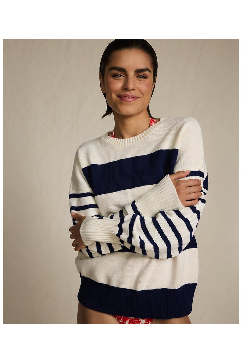 Drifter Jersey Crewneck Sweater, Alternate, color, Navy/Fresh Ivory Wide Stripe