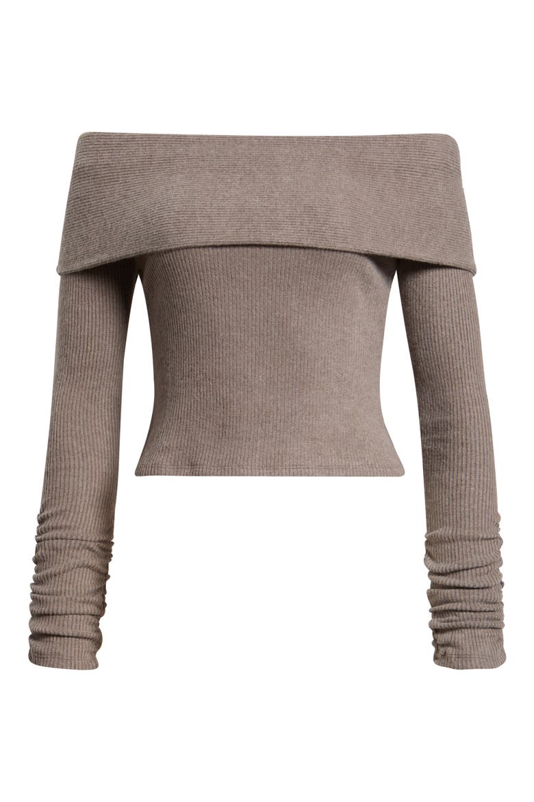 Caricia Off the Shoulder Ribbed Sweater, Alternate, color, TAUPE