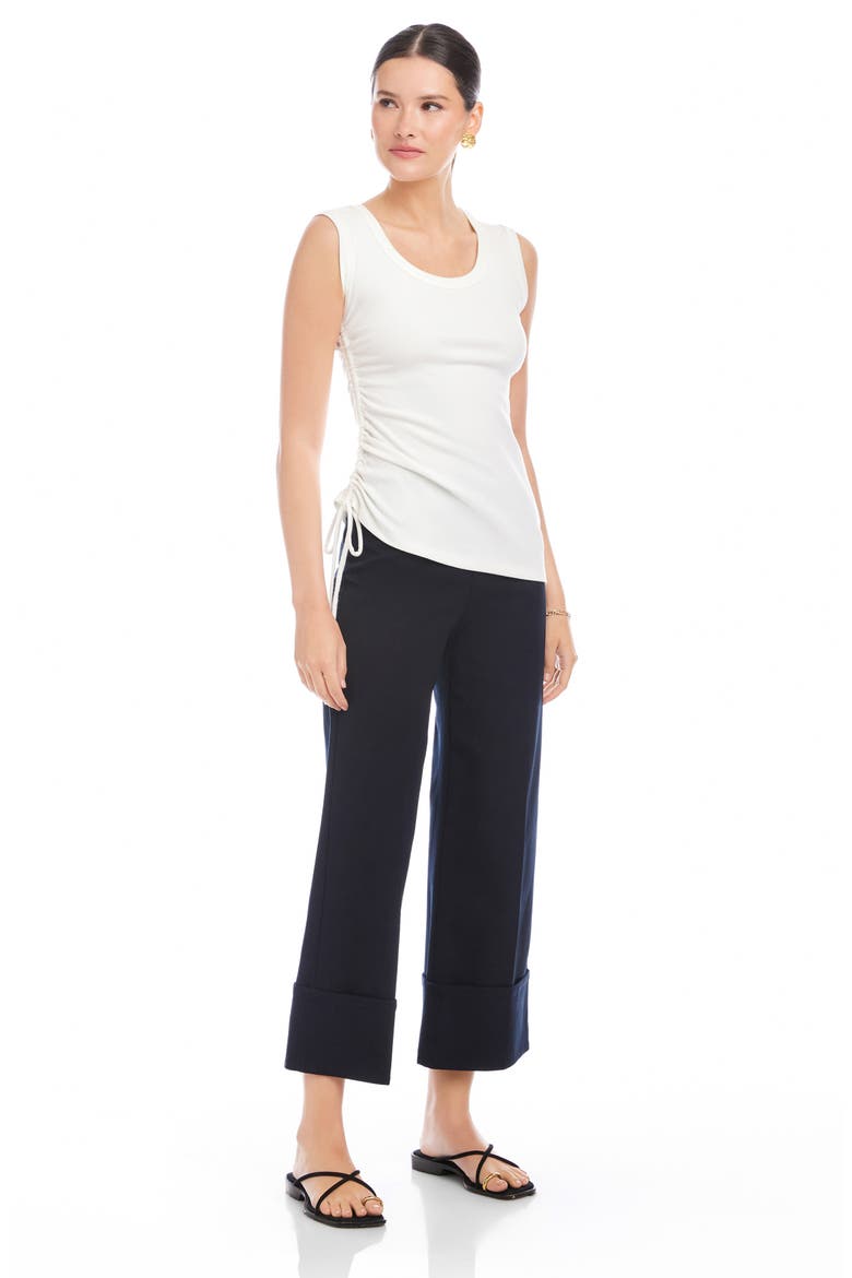 Tia Side Shirred Rib Tank, Alternate, color, OFF WHITE