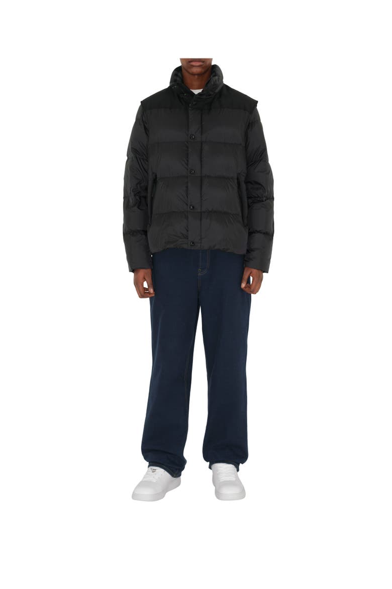 Detachable Sleeve Nylon Puffer Jacket, Alternate, color, Black