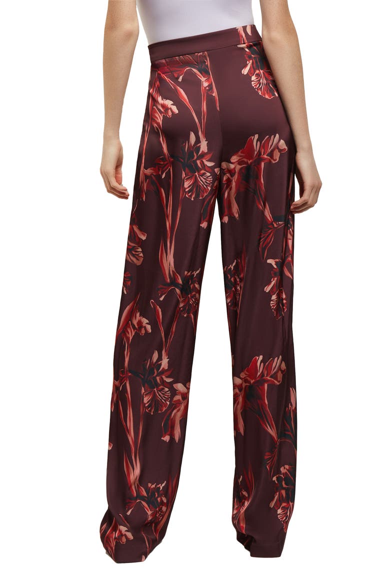 Floral Crêpe de Chine StraightLeg Pants, Alternate, color, MAHOGANY/CLASSIC RED/VENETIAN
