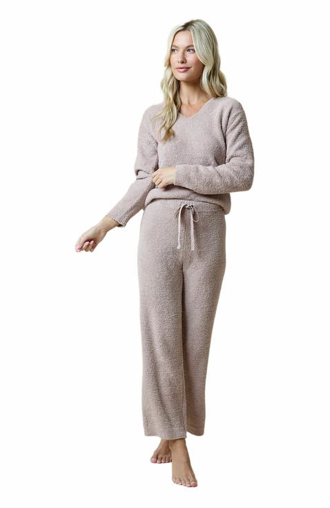 Solid Marshmallow V-Neck Lounge Set