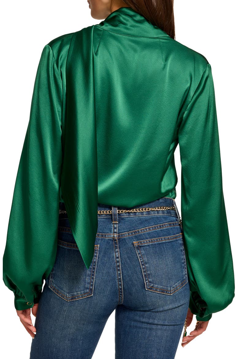 Harry Silk Blend Tie Detail Top, Alternate, color, DEEP EMERALD
