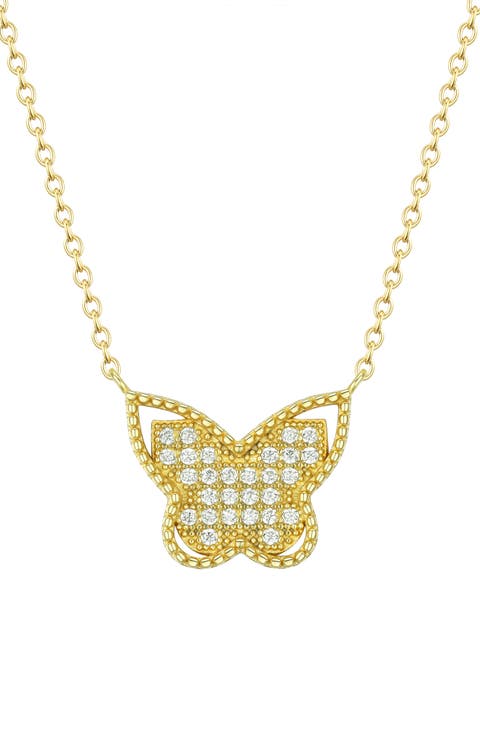 Kids' Cubic Zirconia Butterfly Pendant Necklace