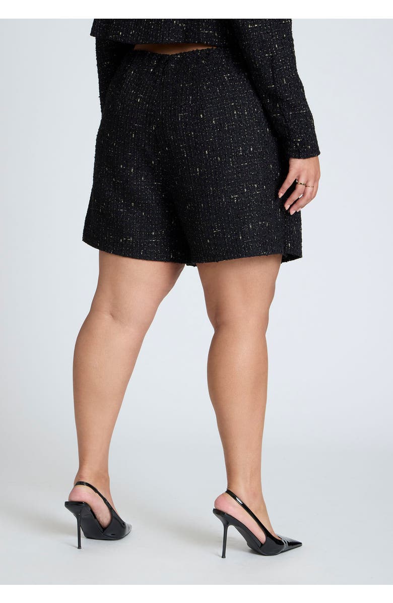 ELOQUII Tweed Skort With Buttons, Alternate, color, Black