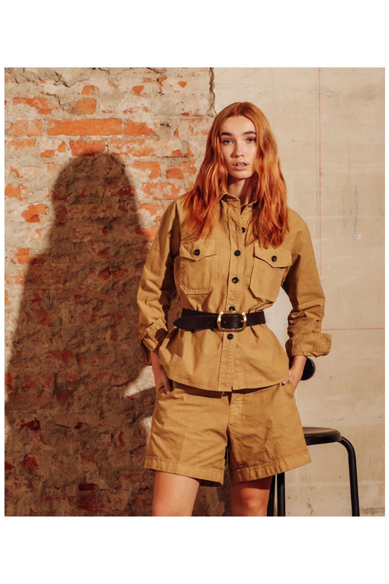Military Cotton Overshirt, Alternate, color, Camel