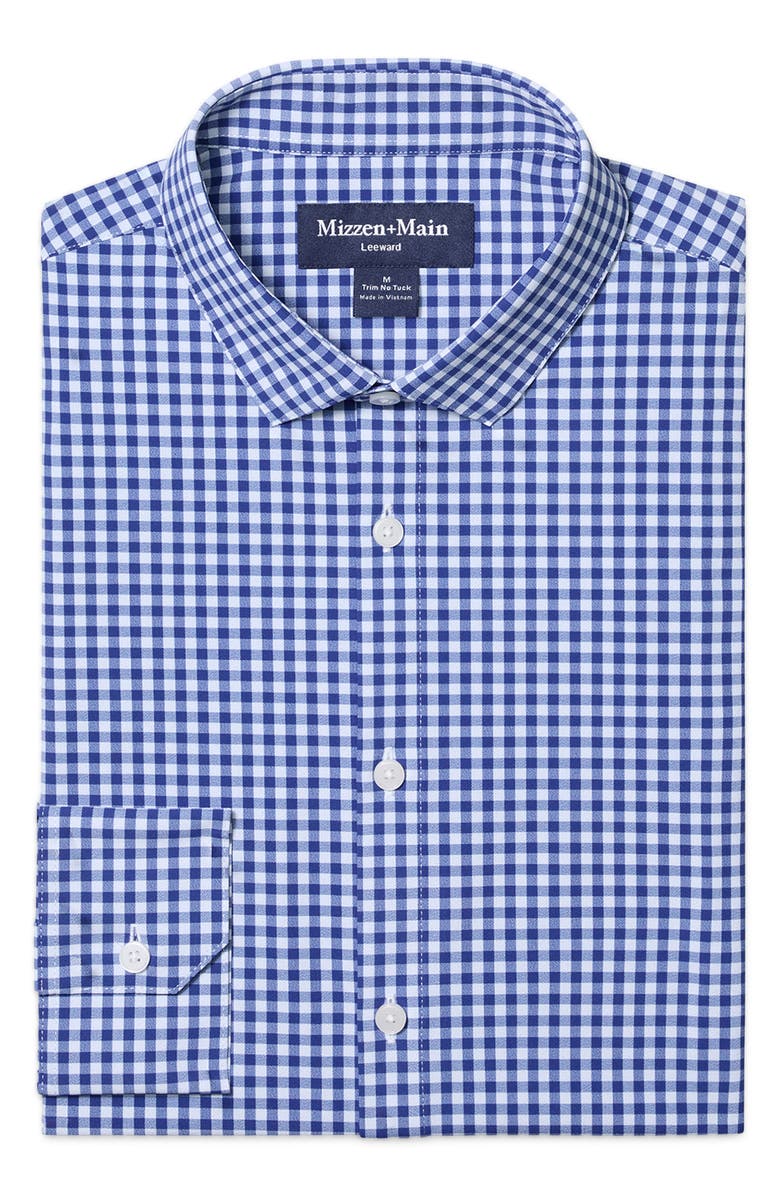 Mizzen+Main Leeward Trim Fit No Tuck Gingham Performance Button-Up Shirt, Alternate, color, Cobalt Crew Gingham