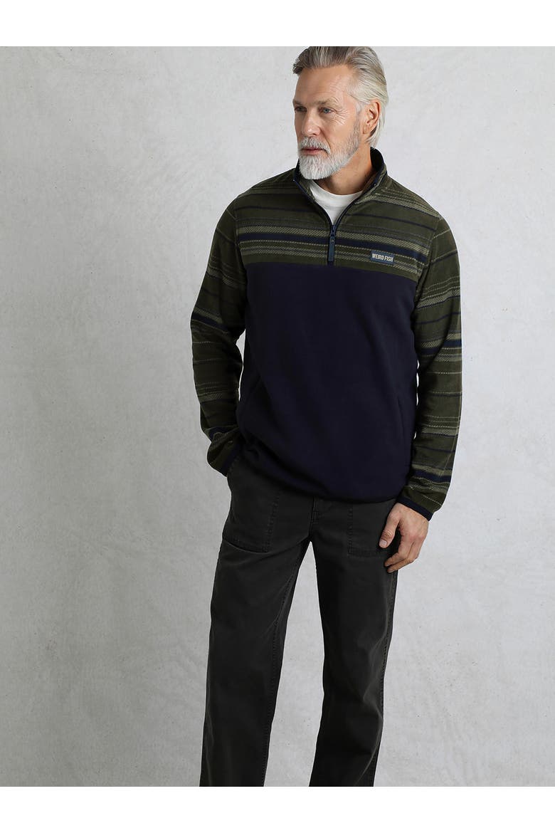 Gilbert 1/4 Zip Striped Microfleece, Alternate, color, Fir Green