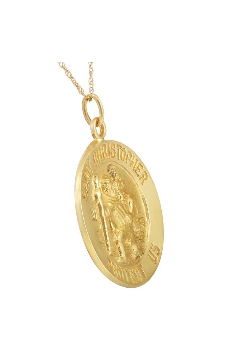 Bliss Diamond 14k Gold St. Christopher Medal Pendant 1" Tall 3.5 Grams, Alternate, color,