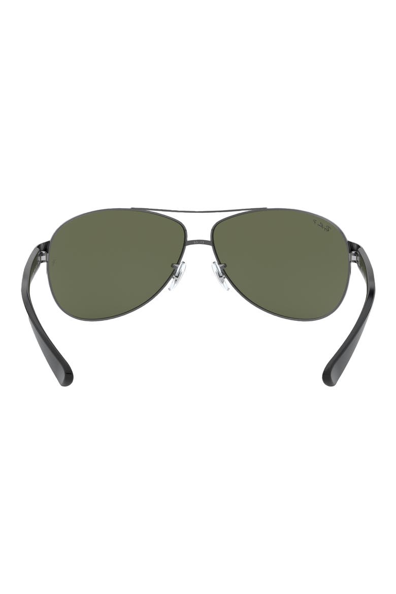 63mm Oversize Aviator Sunglasses, Alternate, color, GUNMETAL / GREEN