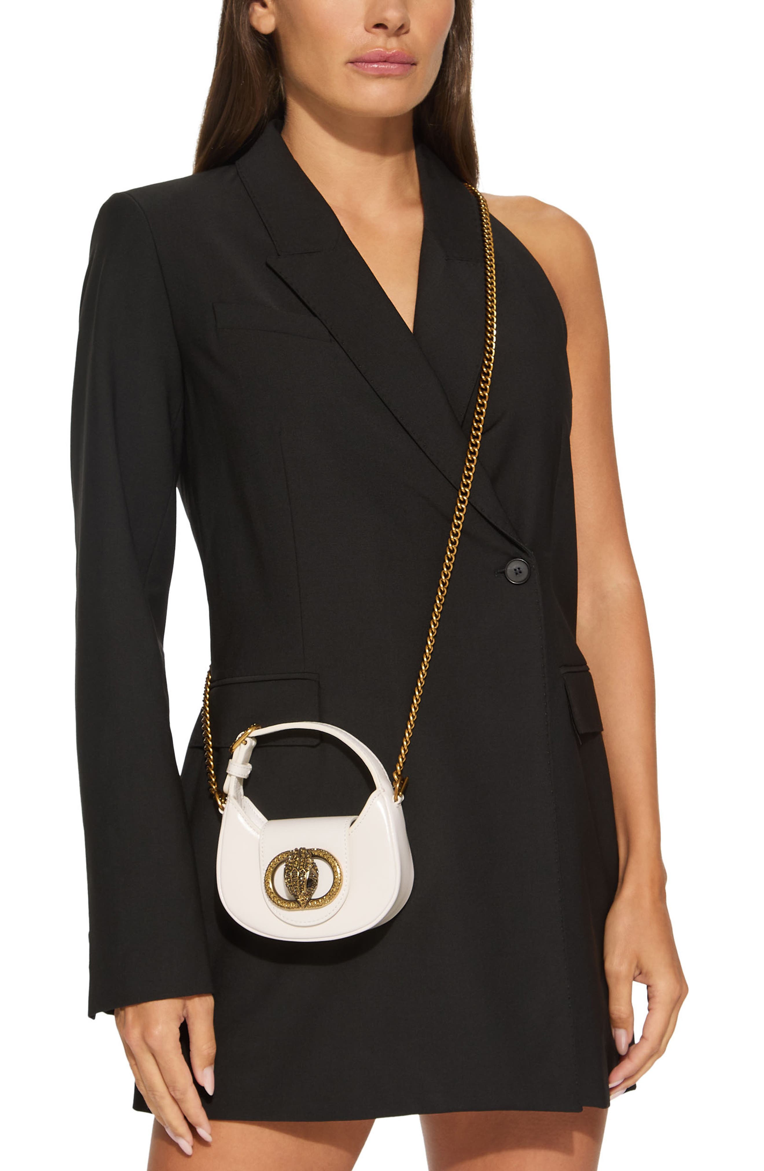 Kurt Geiger London Micro Chelsea Leather Top Handle Bag, Alternate, color, Bone