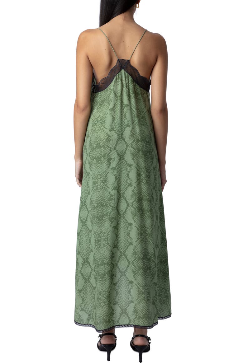 Risty Python Print Lace Trim High-Low Slipdress, Alternate, color, KAKI