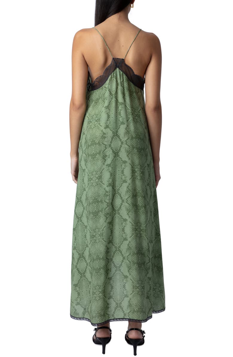 Zadig & Voltaire Risty Python Print Lace Trim High-Low Slipdress, Alternate, color, 