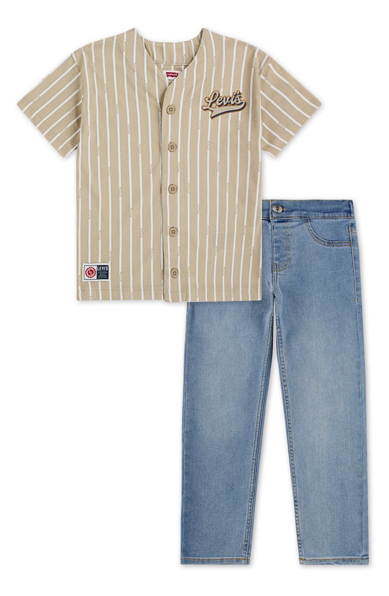 Levi's Kids' Baseball Jersey & Jeans Set, Main, color, White Pepper