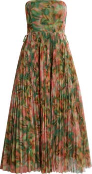 Hutch Pleated Strapless Mesh Gown