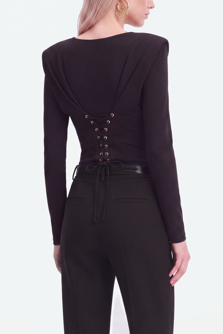 Belted Straight Leg Trousers, Alternate, color, Black