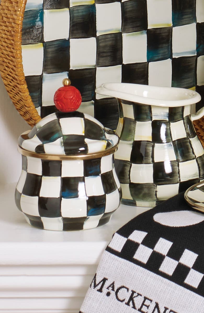 MACKENZIE CHILDS Courtly Check Lidded Sugar Bowl, Alternate, color, Black/ White