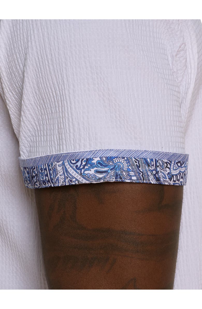 Robert Graham Shark Bite Short Sleeve Stretch Cotton Seersucker Button-Up Shirt, Alternate, color,