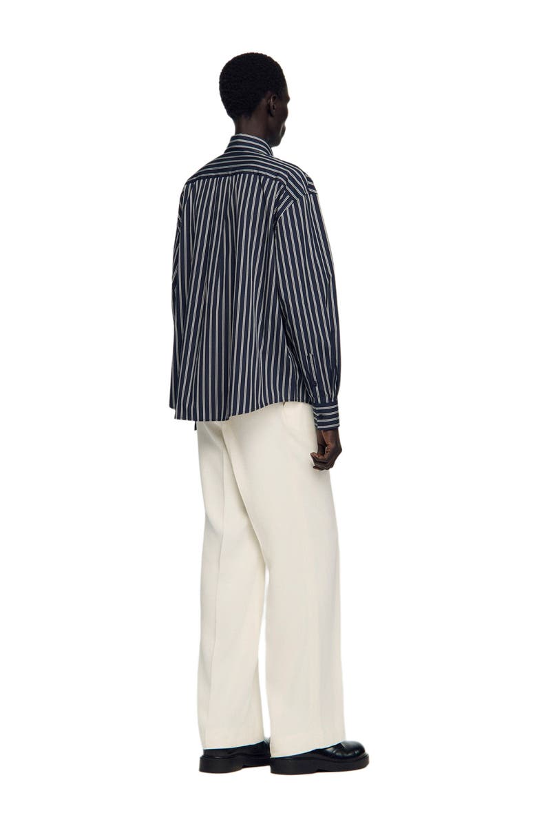 SANDRO Striped cotton shirt, Alternate, color, Marine / Blanc