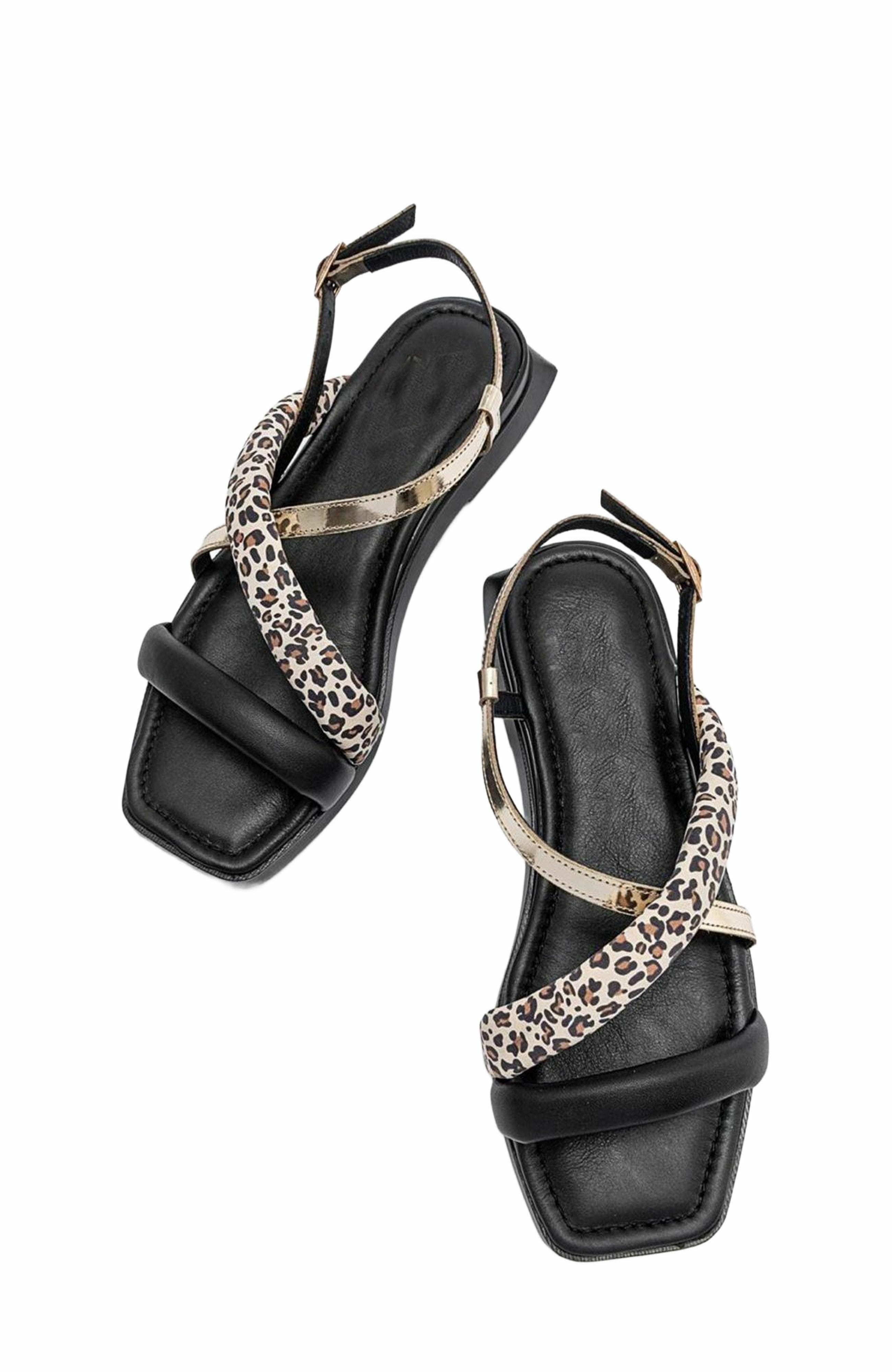Forever & Always Shoes Leamil Leather Sandal, Alternate, color, Black Leather