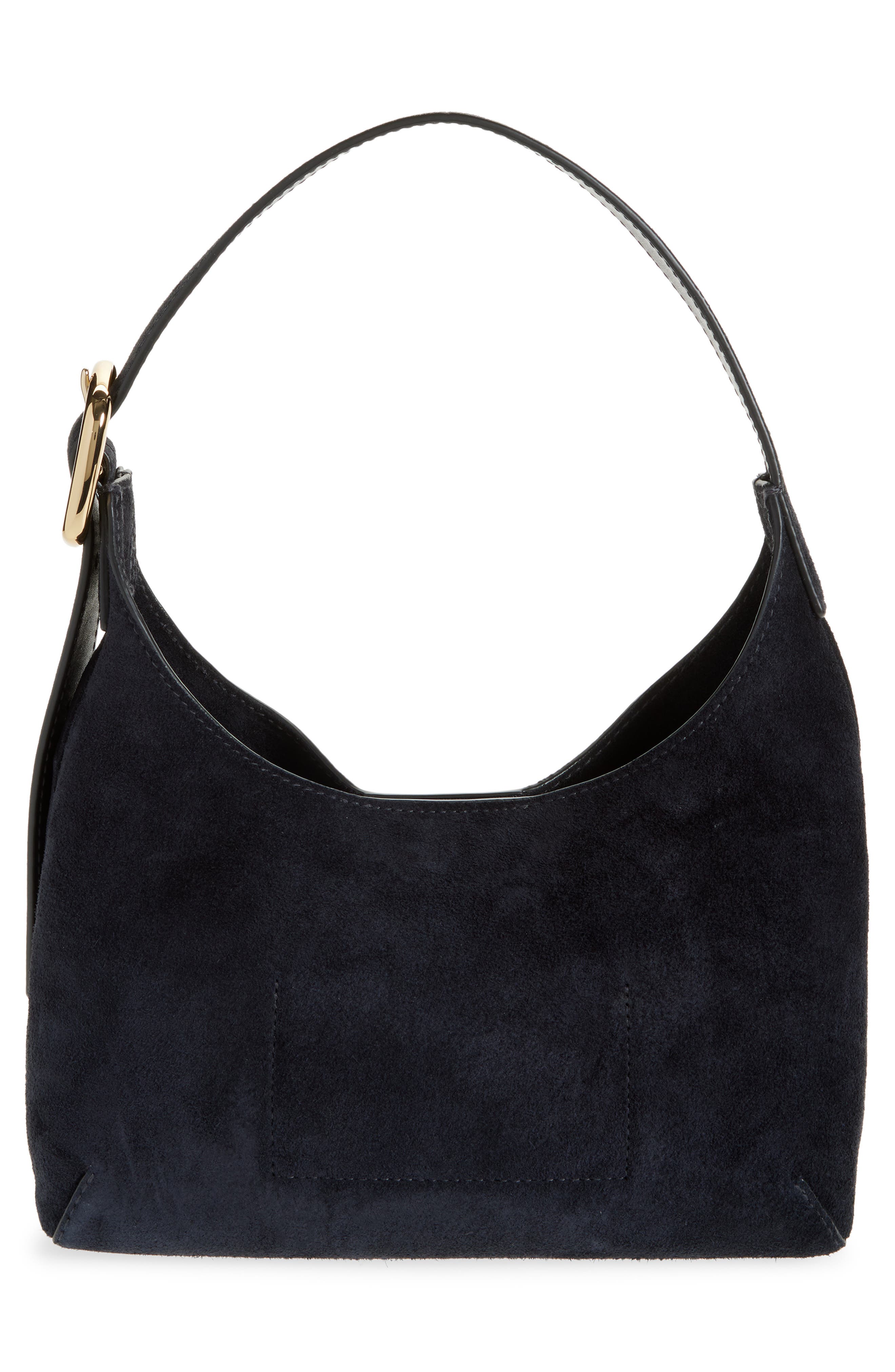 Madewell The Sculptural Buckle Suede Shoulder Bag, Alternate, color, Juniper Berry