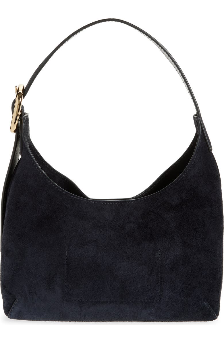 Madewell The Sculptural Buckle Suede Shoulder Bag, Alternate, color, Juniper Berry