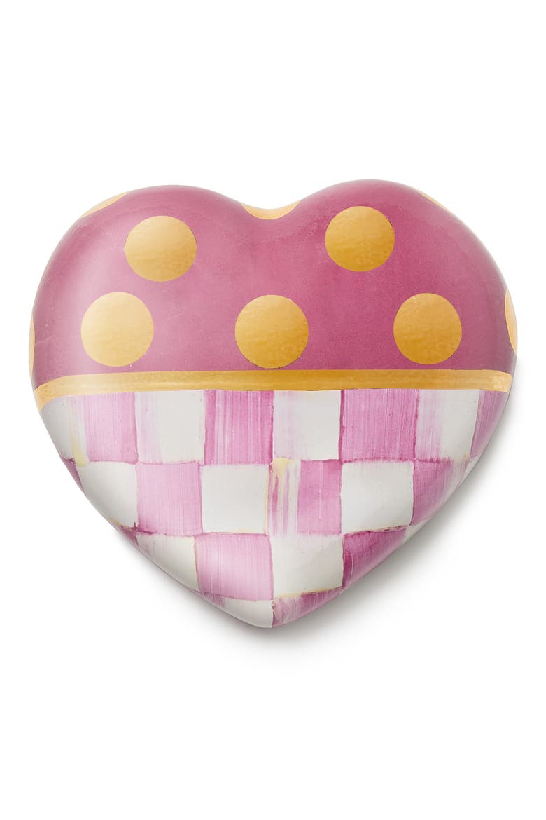 Pink Dotty Ceramic Heart, Main, color, ROSY