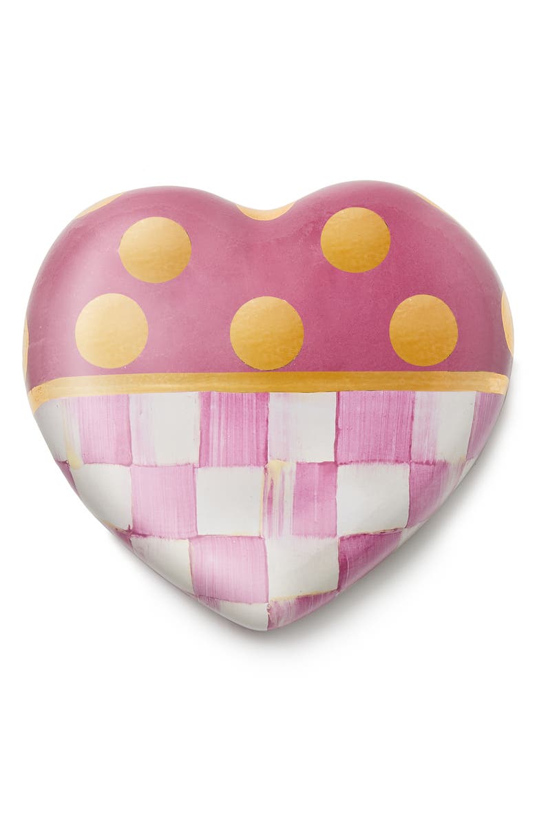 MACKENZIE CHILDS Pink Dotty Ceramic Heart, Main, color, Rosy