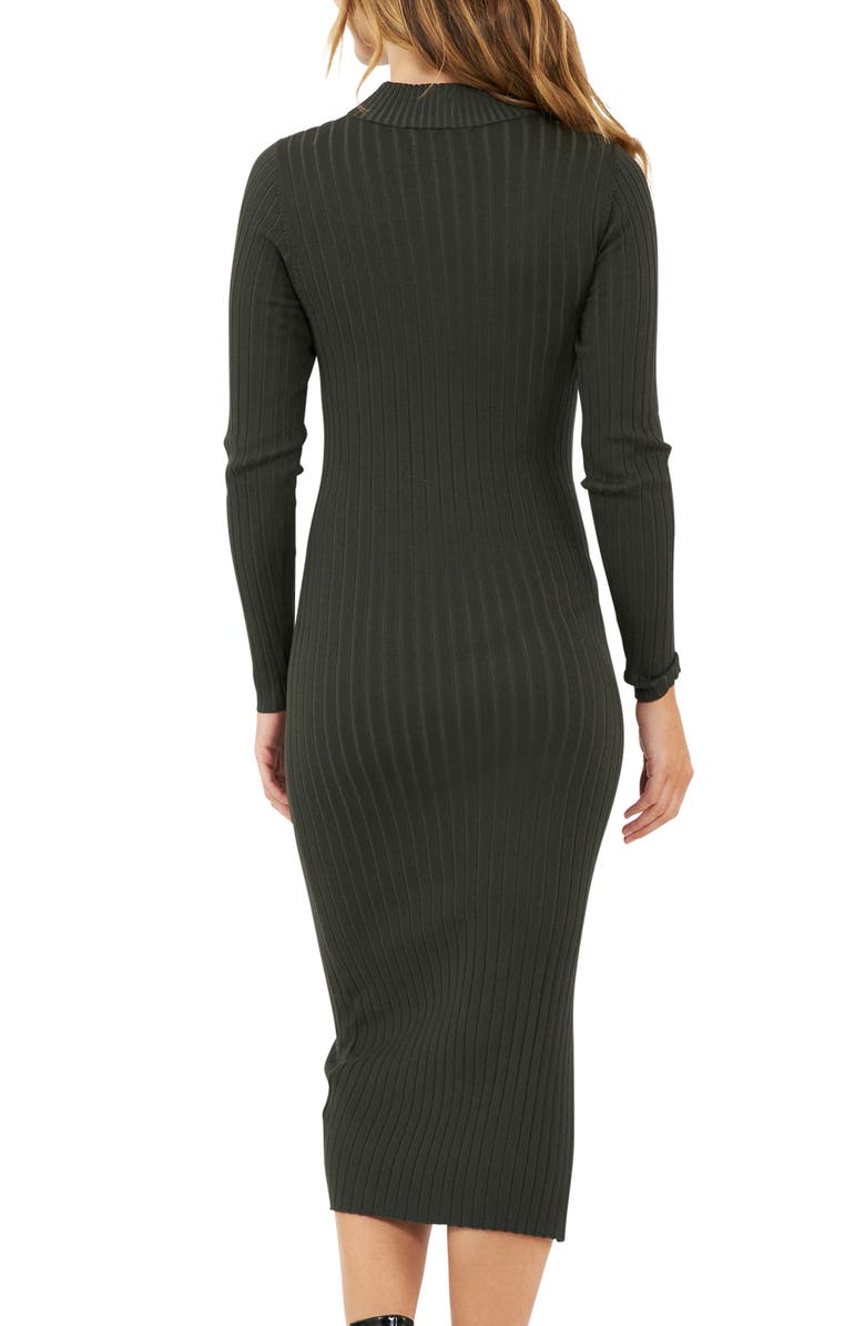 Ripe Maternity Nella Knit Ribbed Maternity and Nursing Midi Dress, Alternate, color, Ivy