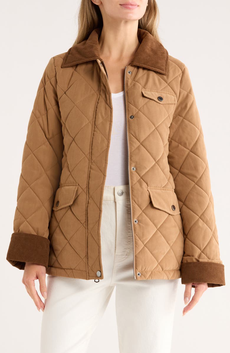 Lucky Brand Hunting Diamond Quilted Jacket, Alternate, color, Luggage