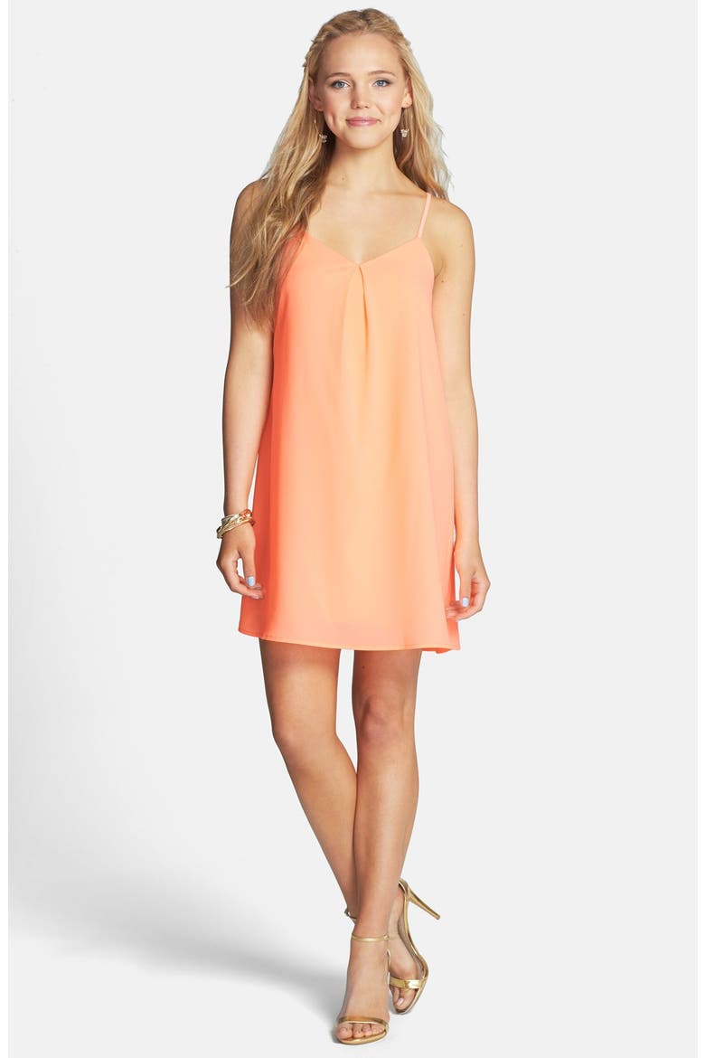 Strappy Back Shift Dress, Main, color, HOT CORAL
