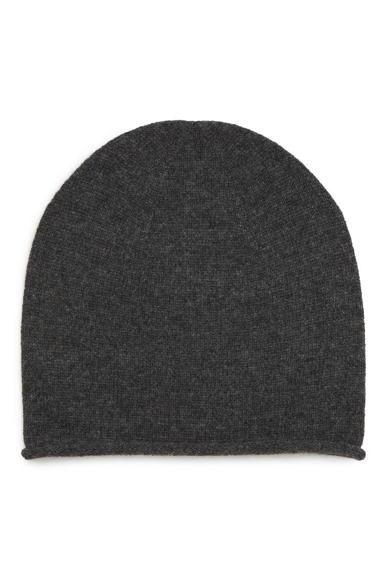 Rolled Edge Beanie, Main, color, CINDER BLACK MARL