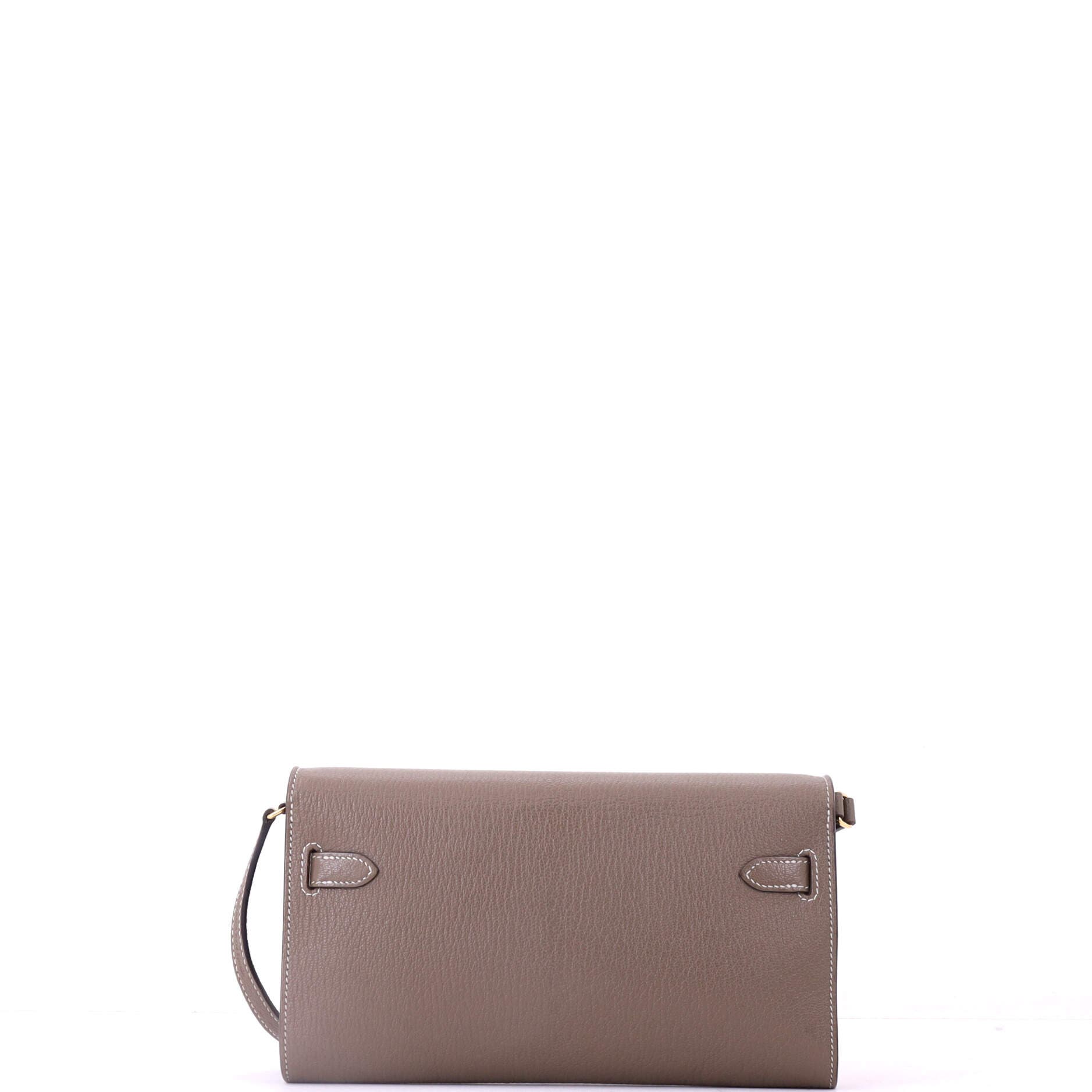 Pre-Owned Hermes Kelly To Go Wallet Chevre Mysore, Alternate, color, Etoupe