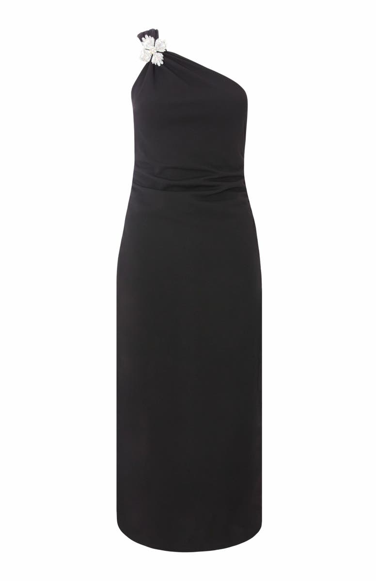 QUIZ Asymmetric Scuba Crepe Maxi Dress with Embellished Detail, Alternate, color, 