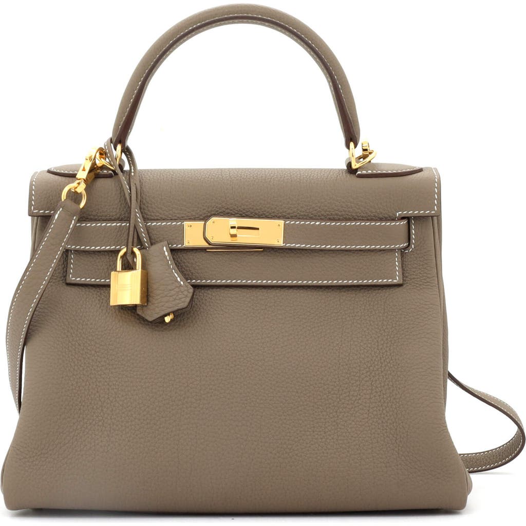 Pre-owned Hermes Hermes Kelly Handbag Grey Togo With Gold Hardware 28 In Brown