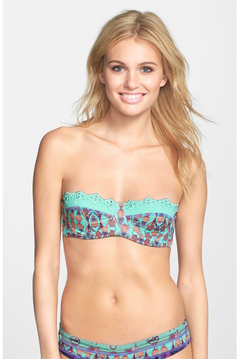 'Pineapple Stakes' Reversible Bandeau Bikini Top, Main, color, MULTICOLOR